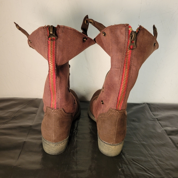 r.b.l.s. Brown Faux Fur Lined Lace-Up Combat Boots Women’s 8.5 - Picture 10 of 15